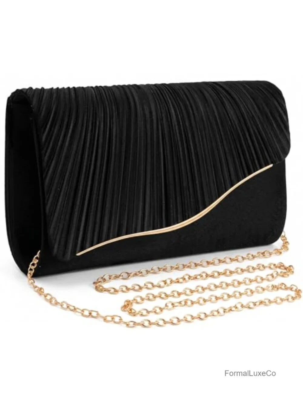Evening Clutch Purse with Detachable Chain Strap Magnetic Snap Closure Satin